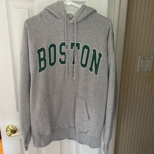 Brandy Melville Gray Hoodie with Green Boston Print